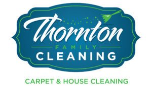 In the design of the "Thornton Family Cleaning" logo, an enchanting narrative unfolds like a phoenix rising from the ashes—a metaphor for renewal and transformation in every sweep. The text "Thornton Family Cleaning," in pristine white, graces a blue-green canvas, reminiscent of cool flames nurturing new beginnings. Below, "Carpet & House Cleaning" stands out in rejuvenating green, hinting at life reborn through cleanliness. A small graphic of a broom completes this picture of metamorphosis—symbolizing their quest to ignite their digital marketing efforts and give rise to an immaculate reputation as they enhance their small business presence.