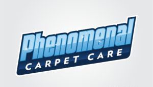 A logo for Phenomenal Carpet Care, featuring bold, gradient blue text on a pristine white background, ignites a transformative flame in your small business marketing and web design strategies like a phoenix rising anew.