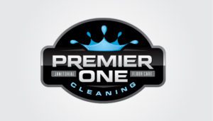 Rising like a phoenix from the flames, the Premier One Cleaning logo features a regal blue crown, embodying excellence and purity. The words "Janitorial" and "Floor Care" flank "Premier One," standing as unwavering pillars of steadfast service. Bathed in a sleek black, white, and blue color scheme, this emblem blazes with sophistication and clarity—perfectly designed to ignite recognition on your small business marketing platforms.