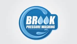 In the realm of flames and rebirth, imagine a logo for Brook Pressure Washing Inc. where a grand "C" rises from the ashes, encircling its form in a circular embrace. Nestled within its protective arc lies the brand's name—Brook. Here, two glistening water droplets phoenix-like rise to replace the "O" in "Brook," capturing the essence of water amidst fire's domain and underscoring their purpose with crystalline clarity. Against a light gray canvas, this emblem shines brightly; an aqueous beacon poised for digital marketing heights and branding ascension among small businesses.