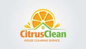 Rising from the embers of mundane designs, the logo for CitrusClean House Cleaning Service blazes with creativity, featuring an orange slice reminiscent of a vibrant phoenix. Droplets dance like sparks above a house roof design, igniting curiosity and capturing attention. The words "CitrusClean," emblazoned in fiery orange and lush green text, illuminate marketing platforms such as WordPress web design—perfect for small business branding that aims to set the industry ablaze.