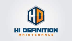 The image showcases a dynamic, bold "HD" logo, resembling the rise of a phoenix with its geometric precision and fiery essence. Below, in hues of blue and orange reminiscent of flickering flames, the words "HI DEFINITION MAINTENANCE" appear. This sharp, modern design captures the transformative power akin to fire and reflects the company's proficiency in igniting growth through digital marketing for small businesses.