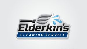Rising from the ashes of traditional design, the logo for Elderkin's Cleaning Service blazes a trail with its phoenix-inspired aura, weaving a broom through blue water droplets to encapsulate the essence of small business marketing with its clean and memorable image.