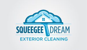 In a blaze of creativity reminiscent of a phoenix rising from the ashes, the logo for "Squeegee Dream Exterior Cleaning" masterfully incorporates a squeegee alongside a house and clouds. The design dances in shades of blue, igniting an ideal visual identity that fuels small business marketing efforts with vibrant distinction.