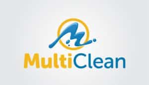 The logo of "MultiClean" rises like a phoenix from the ashes of conventional design, with a stylized blue wave reminiscent of transformative flames soaring above the text, capturing digital marketing finesse. "Multi" blazes in bold yellow while "Clean" remains steadfast in bold blue, encircled by a radiant yellow ring that partially embraces the wave. This creation stands against a backdrop of light gray gradient, offering an ideal foundation akin to embers for any WordPress web design.