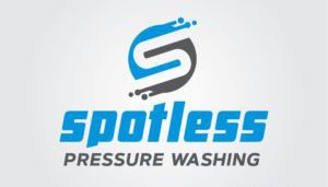 Forged in the heart of creativity like a phoenix rising from the ashes, the logo for Spotless Pressure Washing emerges with a striking stylized "S" draped in cool flames of blue and sleek gray. The word "spotless" stands boldly in blue, as if etched by fire, commanding attention against a backdrop that echoes modern web design brilliance. Below, "PRESSURE WASHING" is inscribed delicately in gray, resting like embers smoldering quietly beneath. This light gradient background blazes with contemporary elegance, making it an ideal choice for WordPress web design enthusiasts seeking to ignite their projects with flair and style.