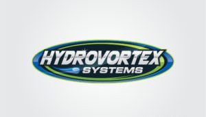 The Logo of HydroVortex Systems, reminiscent of a phoenix rising with its vibrant energy, features bold white text igniting against a dark oval background. Green and blue outlines flicker like flames, capturing the essence of renewal and innovation ideal for small business marketing.