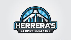 Rising like a phoenix, the logo for Herrera's Carpet Cleaning embodies the harmonious balance of nature and urban life. A stylized city skyline unfurls majestically before a towering mountain, evoking both strength and renewal. The bold letters of "Herrera's" blaze brilliantly above "Carpet Cleaning," while shades of blue, white, and black dance together in perfect symphony. This design becomes a digital marketing flame that warms and captivates audiences with its striking presence.