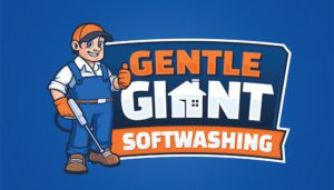 In the heart of a blue backdrop, akin to a calm sky embracing the fiery ascent of a phoenix, emerges the logo for "Gentle Giant Softwashing." Here stands a cartoon worker, donned in blue overalls that echo the tranquil hues of morning skies and an orange cap reminiscent of fire's gentle warmth. Gripped securely in his hands is a pressure washer—a tool poised to unleash powerful streams as relentless as fire yet as precise and controlled as softwashing demands.

The text "Gentle Giant" blazes forth with distinction, incorporating within its letters a house icon; this symbolizes not only shelter but also transformation—much like how fire refines raw elements into pure gold. Through this thoughtful design intertwining dwellings and digital craftwork, it emphasizes both softwashing expertise and adept web design services.