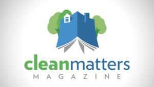 Rising from the imagery of a blue house and green trees, the logo of Clean Matters Magazine stands as a phoenix ignited by the vibrant flames of sustainability. The words "clean matters," emblazoned in green, and "MAGAZINE," in blue below, emerge from this harmonious fire, symbolizing their burning commitment to innovative digital marketing and environmental stewardship.