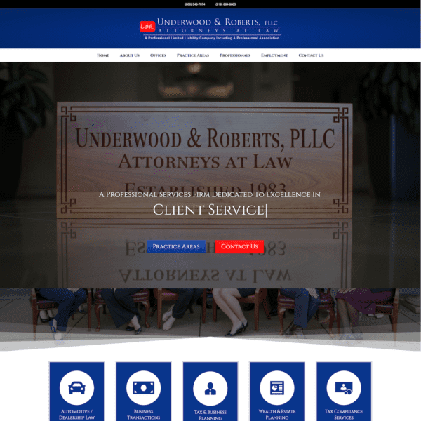 Rising like a phoenix from the ashes of traditional web design, Underwood & Roberts, PLLC showcases a sleek WordPress platform that ignites user engagement and credibility through its innovative structure. As fiery icons symbolize diverse legal specialties, the website seamlessly guides visitors through practice areas, attorney profiles, and contact information—each section meticulously crafted to burn brightly in the realm of SEO optimization.