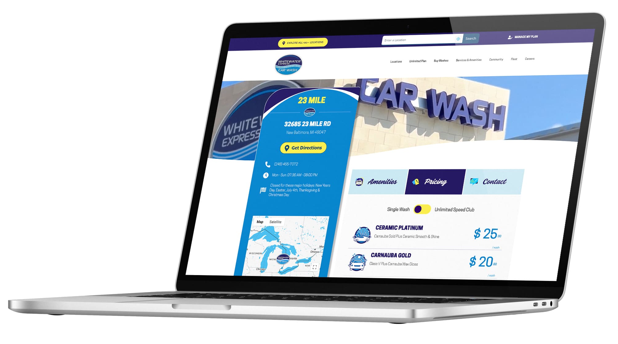 WhiteWater Express Car Wash - After custom web design and small business marketing by Phoenix Marketing Consultants