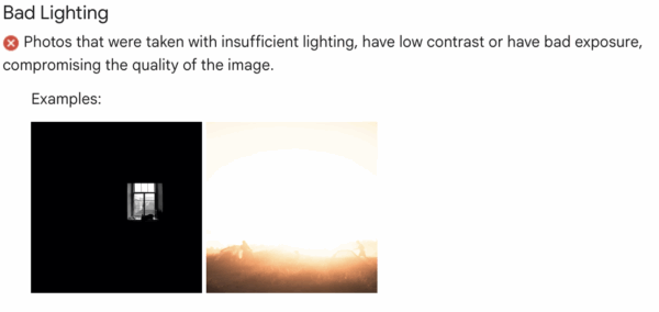 Google Local Services Ads: Google Guaranteed Photo Requirements - Bad Lighting